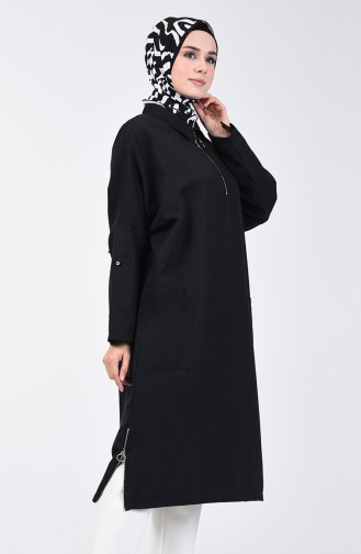 Fermuarlı Oversize Tunik 1304-04 Siyah