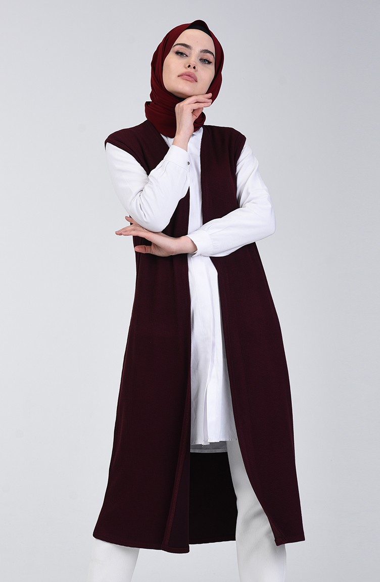 Gilet Long Sans Manche 1258 01 Plum 1258 01 Sefamerve