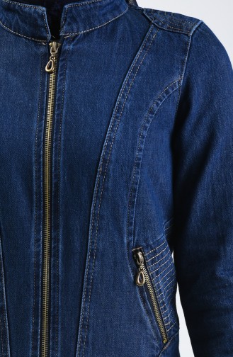 Veste Jean Courte à Fermeture 6084-01 Bleu Marine 6084-01