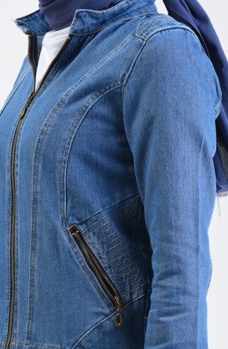 Veste Jean Courte à Fermeture 6084-02 Bleu Jean 6084-02