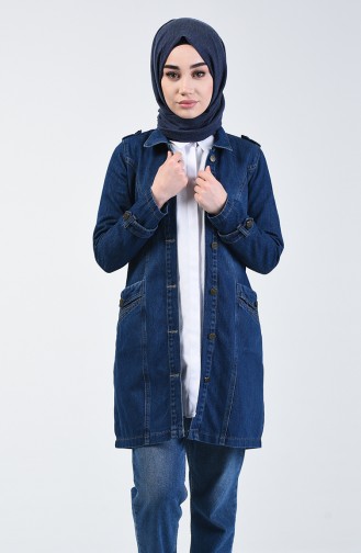 Veste Jean à Poche 6088-01 Bleu Marine 6088-01