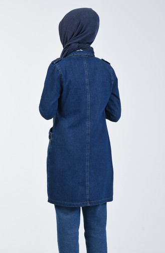 جاكيت جينز بتصميم جيوب لون كحلي  6088-01