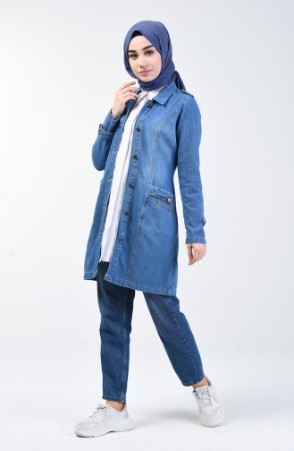 Jeans Jacke mit Tasche 6088-02 Jeans Blau 6088-02