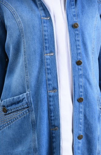 جاكيت جينز بتصميم جيوب لون ازرق جينز  6088-02