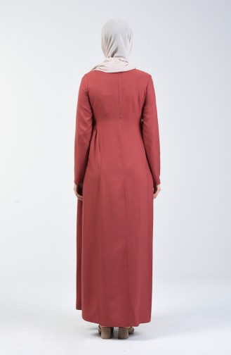 Ziegelrot Hijab Kleider 8147-03