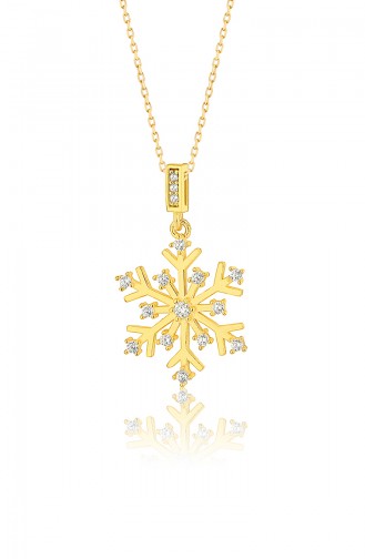 Collier Modèle Flocon de Neige Pierre Zircon Pour Femme en Argent Sterling 925 PP2372 Gold 2372