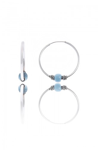Boucle D oreille en Perles Bleues P2158 Argent 2158