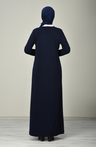 Abaya à Fermeture 8150-01 Bleu Marine 8150-01