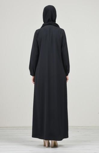 Sleeve Elastic Sequin Abaya Black 8149-01