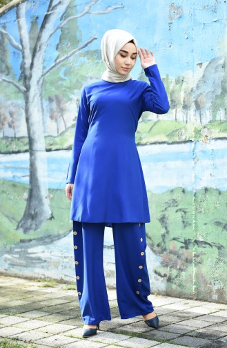 Lace-up Tunic Trousers Double Suit 10112-09 Saxe Blue 10112-09