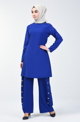 Lace-up Tunic Trousers Double Suit 10112-09 Saxe Blue 10112-09