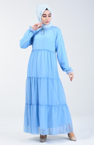 Bağcıklı Elbise 1892-09 Bebe Mavi