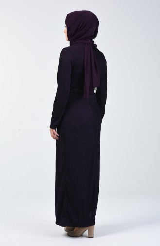 Glittery Belted Dress 0030-02 Purple 0030-02