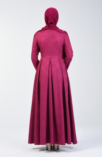 Jacquard Pleated Dress 7262-03 Fuchsia 7262-03