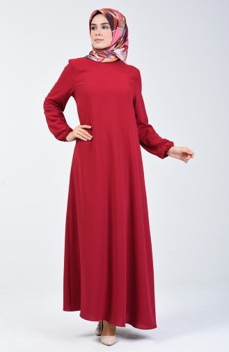 فستان بأكمام مطاط قماش آيروبين كرزي 0061-12