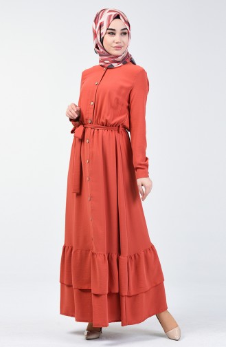 Brick Red Hijab Dress 0067-05