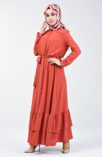 Brick Red Hijab Dress 0067-05