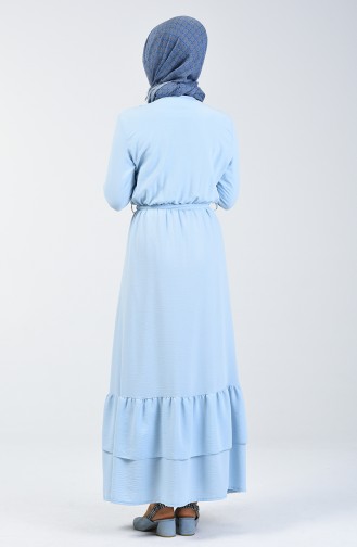Aerobin Fabric Full Length Buttoned Dress 0067-07 Baby Blue 0067-07