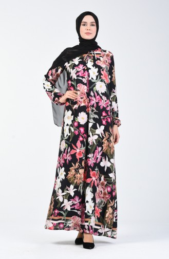 Floral Print Dress 8170-01 Black 8170-01