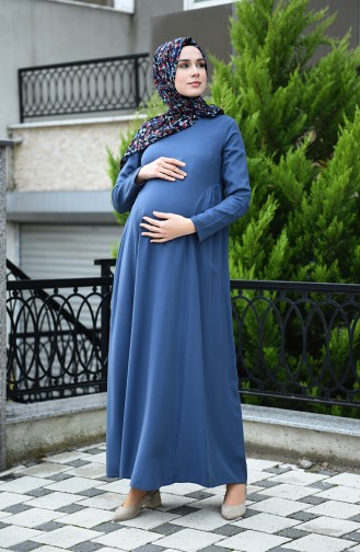 Blau Hijab Kleider 8147-05