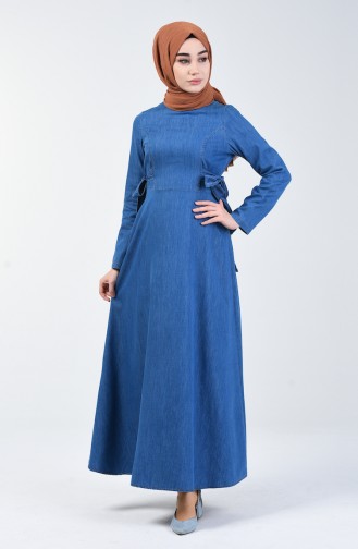 Light Navy Blue Hijab Dress 5292-03