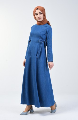 Light Navy Blue Hijab Dress 5292-03