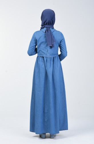 Jeansblau Hijab Kleider 5000-01