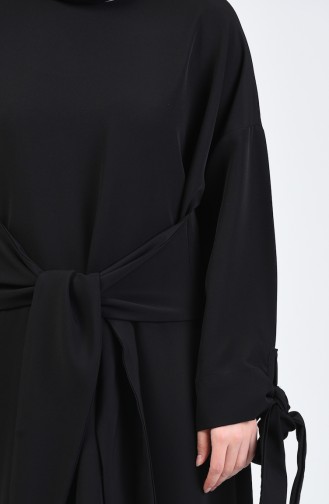 Önden Bağlamalı Elbise 0051-04 Siyah