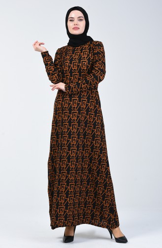 Robe à Motifs 7994-01 Noir Tabac 7994-01