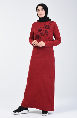 Embroidered Dress 3115-10 Burgundy 3115-10