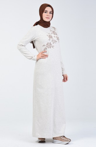 Embroidered Dress 3115-12 Beige 3115-12