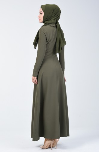 Robe Évasée à Col Pointu 301328-01 Khaki 301328-01