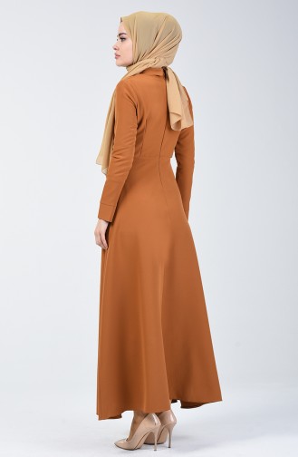 Pointed Collar Flared Dress 301328-02 Mustard 301328-02