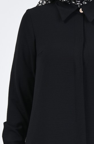 Aerobin Kumaş Gizli Düğmeli Tunik 8092-06 Siyah
