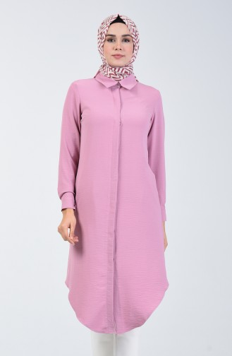 Aerobin Kumaş Gizli Düğmeli Tunik 8092-10 Pembe