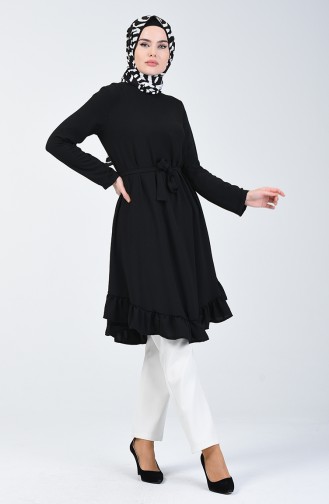 Aerobin Kumaş Kuşaklı Tunik 0047-05 Siyah