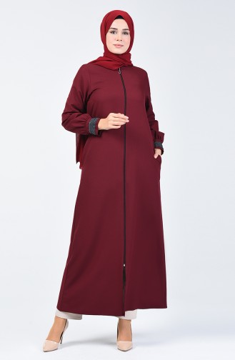 Zippered Abaya 0266-02 Claret Red 0266-02