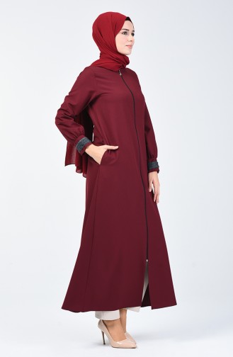 Abaya mit Reissverschluss 0266-02 Weinrot 0266-02