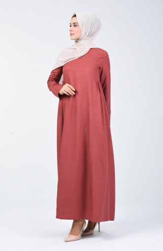 Ziegelrot Hijab Kleider 8147-03