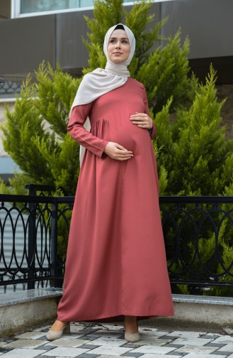 Brick Red Hijab Dress 8147-03