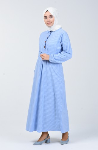 Çizgili Elbise 3000-05 Mavi
