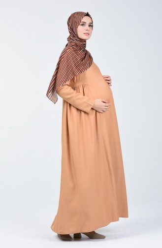 Sefamerve Hamile Elbise 8147-01 Koyu Vizon