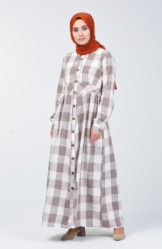 Brick Red Hijab Dress 3000-01