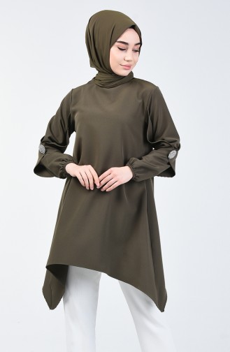 Broş Detaylı Tunik 0050-04 Haki