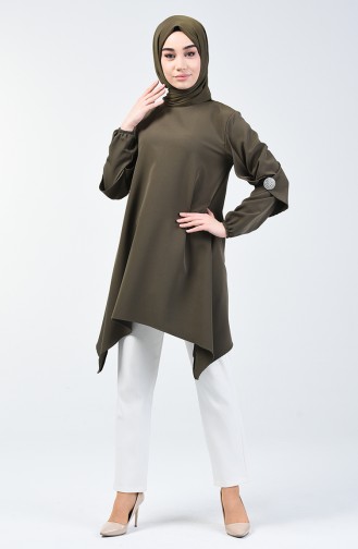 Broş Detaylı Tunik 0050-04 Haki 0050-04