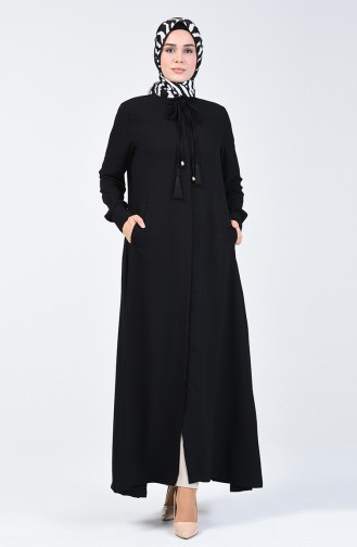 Abaya Détail Franges 6756A-01 Noir 6756A-01