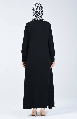 Abaya Détail Franges 6756A-01 Noir 6756A-01