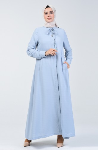 Abaya Détail Franges 6756A-02 Bleu 6756A-02