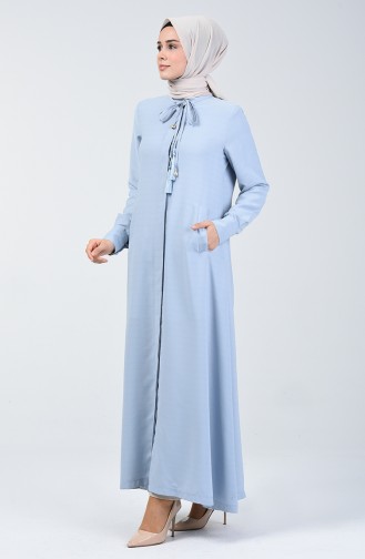 Abaya Détail Franges 6756A-02 Bleu 6756A-02