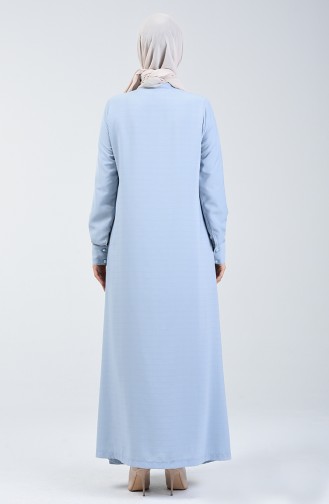 Abaya Détail Franges 6756A-02 Bleu 6756A-02